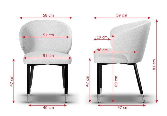 kubełkowe krzesło z podłokietnikiem MOLLY na białej nodze