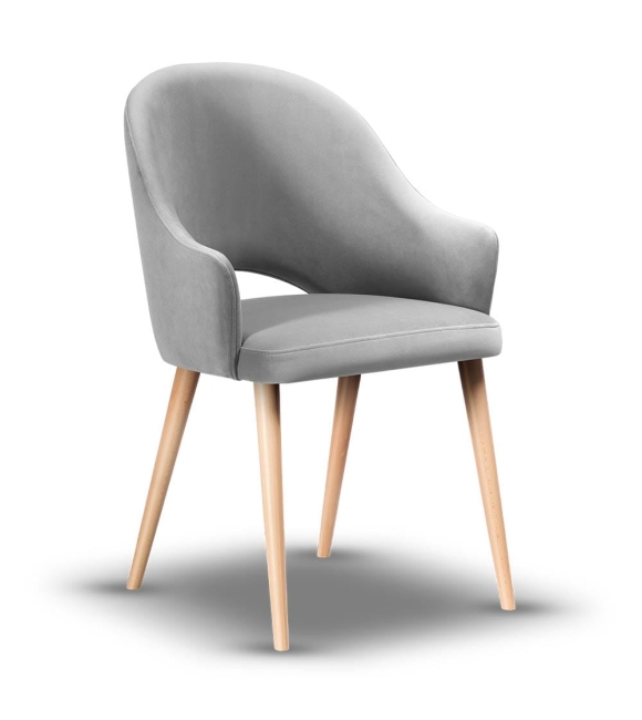 krzesło z podłokietnikiem do jadalni GLORIA noga drewniana