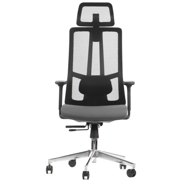 fotel ergonomiczny AKCENT szary podstawa chrom