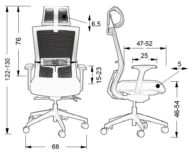 Fotel ergonomiczny HOPE z mechanizmem samoważącym szary