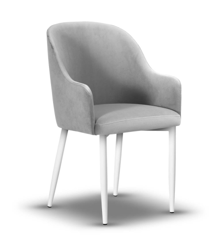 krzesło tapicerowane z podłokietnikiem AMY-2 noga biała