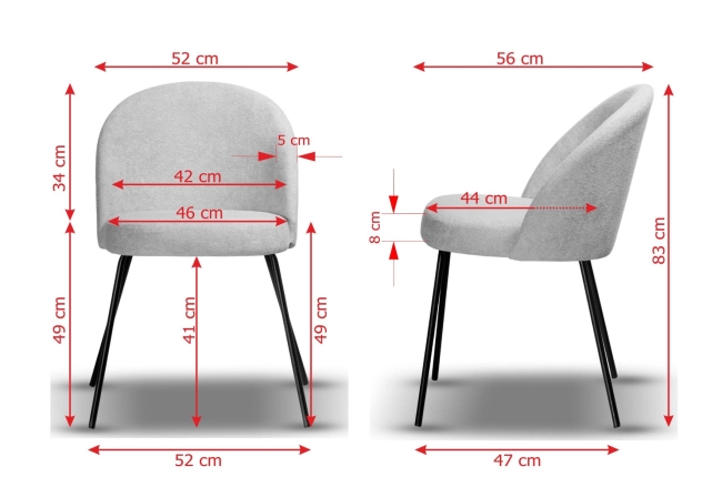 krzesło tapicerowane SOUL noga druty, tkanina do wyboru