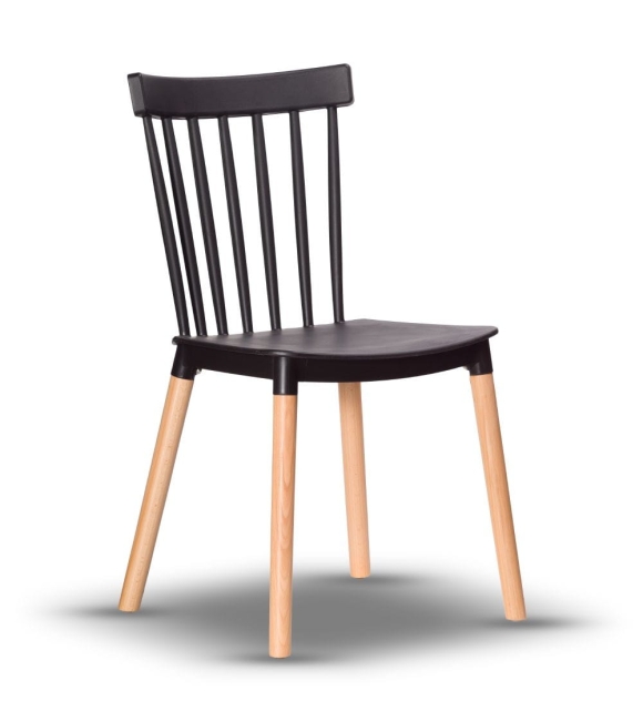 krzesło WILSON czarne drewniana noga