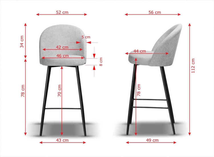 krzesło barowe tapicerowane wys. 75 cm hoker SOUL PLUS