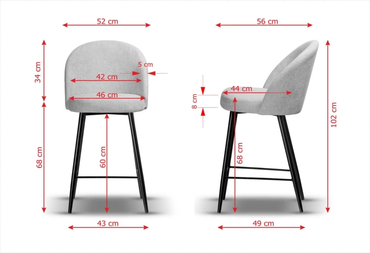 krzesło barowe tapicerowane wys. 65 cm hoker SOUL PLUS