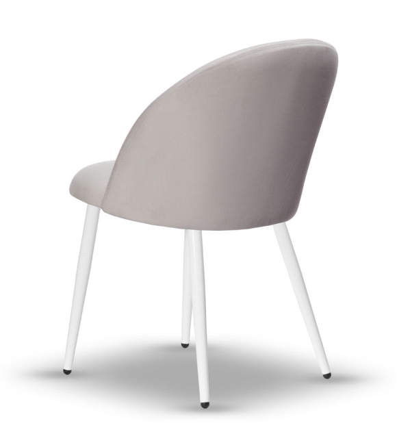 Krzesło Welurowe SOUL jasny szary noga biała