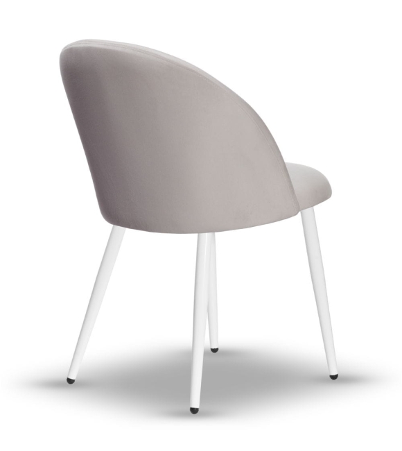 Krzesło Welurowe SOUL jasny szary noga biała