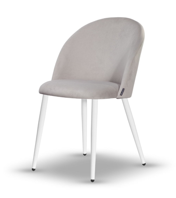 Krzesło Welurowe SOUL jasny szary noga biała